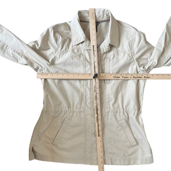 Eddie Bauer Jacket Women's Large Off-White Stretch Utility Drawstring Waist Long - Picture 7 of 9